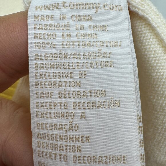 Tommy Hilfiger 1/4 quarter zip sweater spell out cotton men’s size Medium ivory - Picture 6 of 11